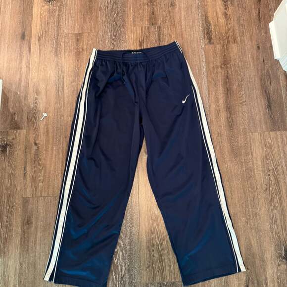 men’s y2k nike wide leg navy stripe track pants - Picture 1 of 7